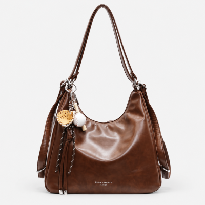 3-in-1 Leather Shoulder Bag - Brown