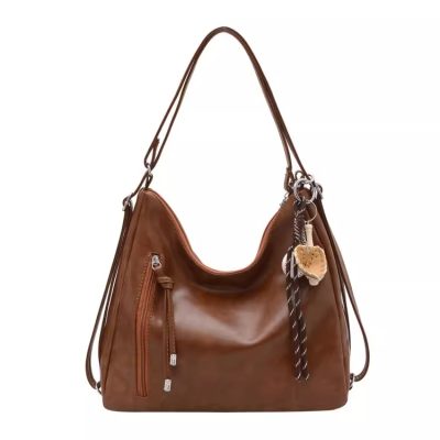 3-in-1 Leather Shoulder Bag - Brown