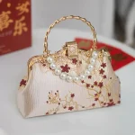 Red Flower Pearl Handbag