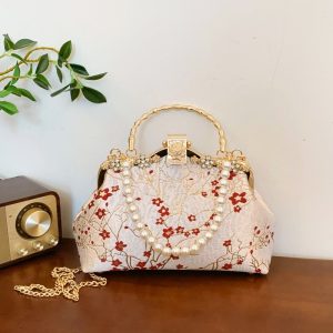 Red Flower Pearl Handbag