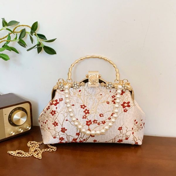 Red Flower Pearl Handbag
