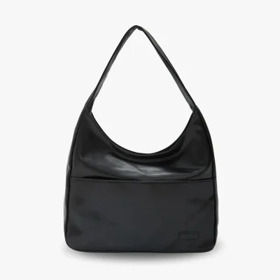 Minimal Soft Hobo Tote Bag - Black