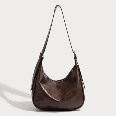 Soft Hobo Shoulder Bag - Brown
