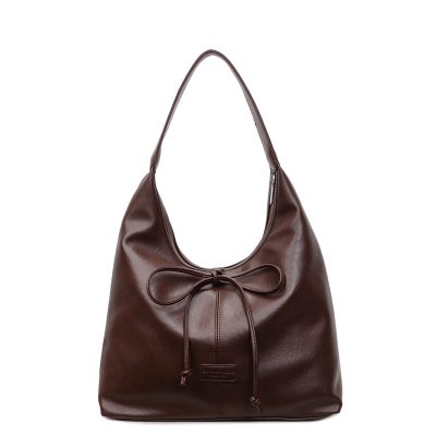Classic Bow Shoulder Tote - Coffee