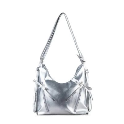 Metallic Bow Shoulder Bag - Silver
