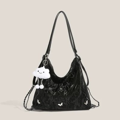 Butterfly Slouch Shoulder Bag - Black